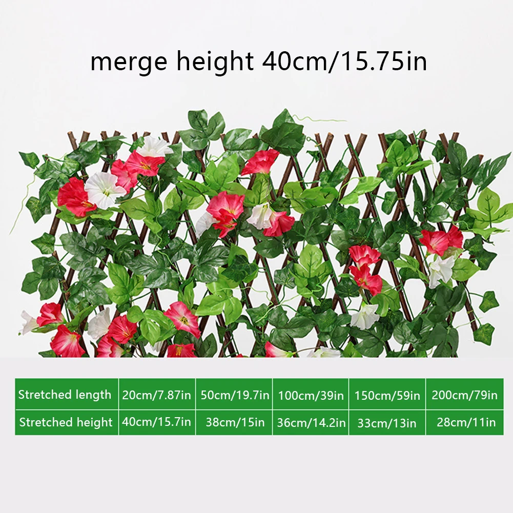

Retractable Artificial Garden Trellis Fence Privacy Buildings Decor Faux Ivy Fence Wood Vines Climb Frame Gardening Plant Decor