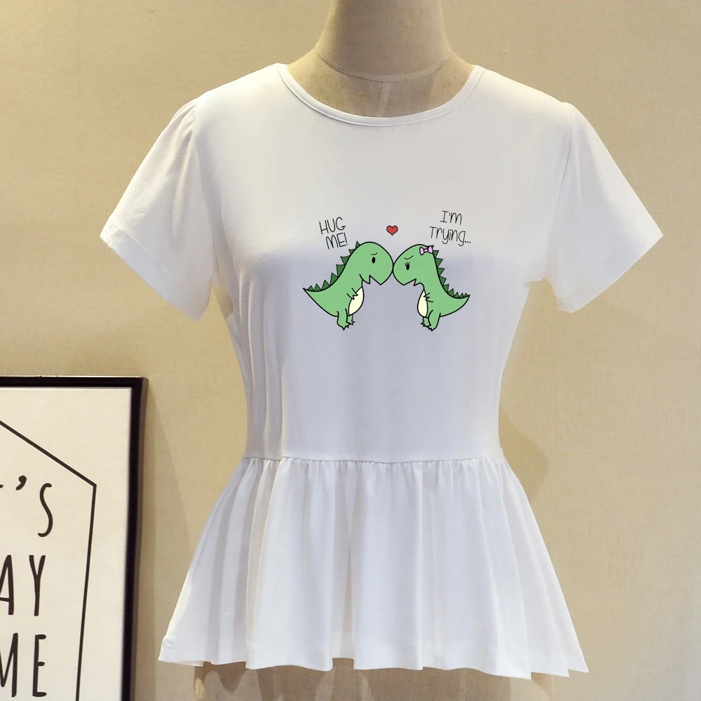 Винтажная Футболка женские летние топы 2019 Милая Дизайнерская футболка с