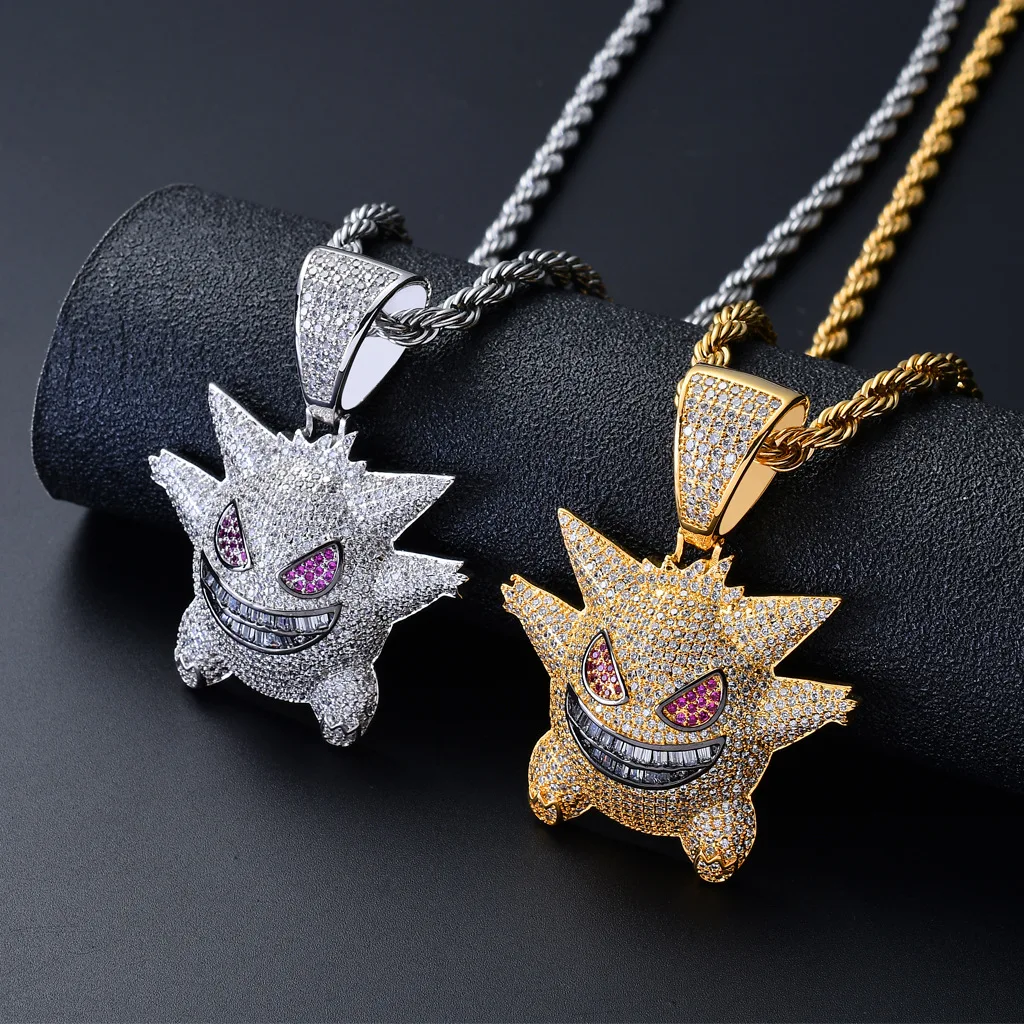 

Animal Face Iced Out Bling Bling Pendant Necklace Mirco Pave Prong Setting Men Women Female Male Fashion Hip Hop Jewelry BP106