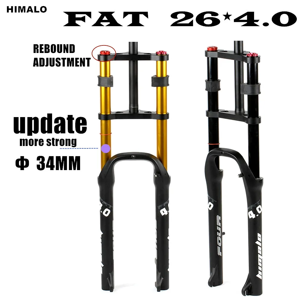 

HIMALO Double Shoulder Fat Fork Rebound Adjustment Bicycle 26&quot 4.0&quot Air Fork MTB Moutain Bike 26inch 135mm Magnesium
