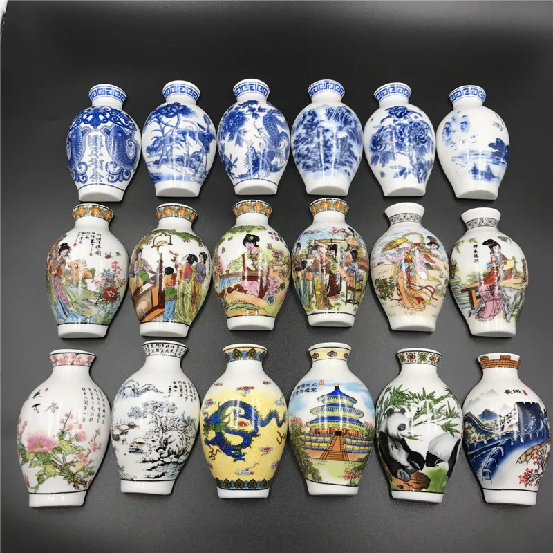 

Refrigerator Magnets Decor Chinese Blue and White Porcelain Vase Fridge Magnet Souvenir Set Painted Ceramic Crafts China Gifts