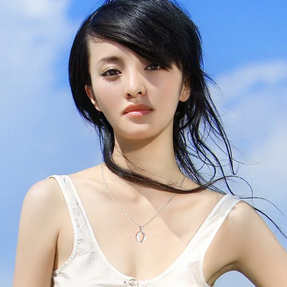 Женское Ожерелье из стерлингового серебра 925 пробы с круглым буквенным кулоном