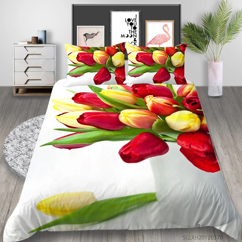 

Milsleep Home Textile 3D Bedding Set Flowers Duvet Cover Set Luxury Polyester Bedclothes 2/3 Pcs Bed Gift Dropship