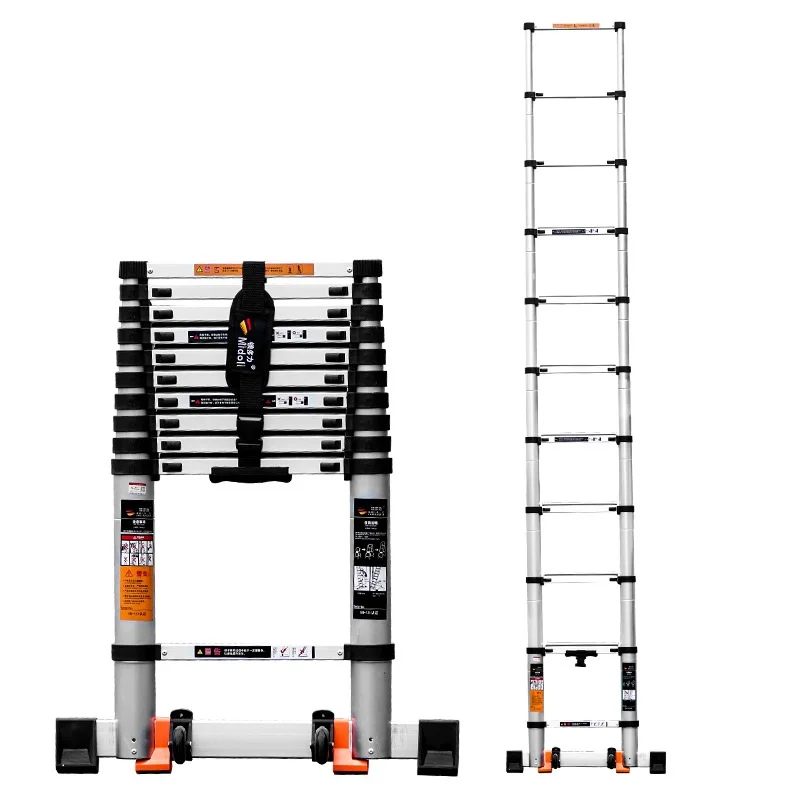 2.3M Telescopic single-sided household folding elevator stairs thickened aluminum alloy engineering ladder with hook