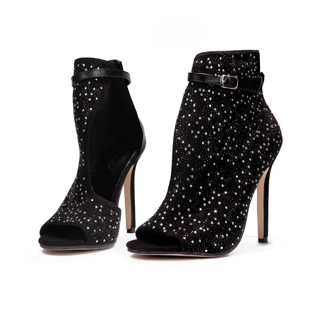 

diamond thin heel fish mouth shoes hollow out high heel sandals