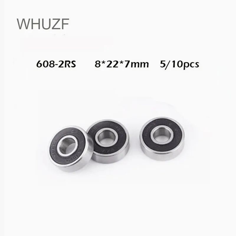 

5/10Pcs/set 608 2RS Ball Bearing ABEC-1 8X22X7 mm Deep Groove Steel Sealed Ball Bearings 608RS Z3V3 608-2RS 608rs Bearing