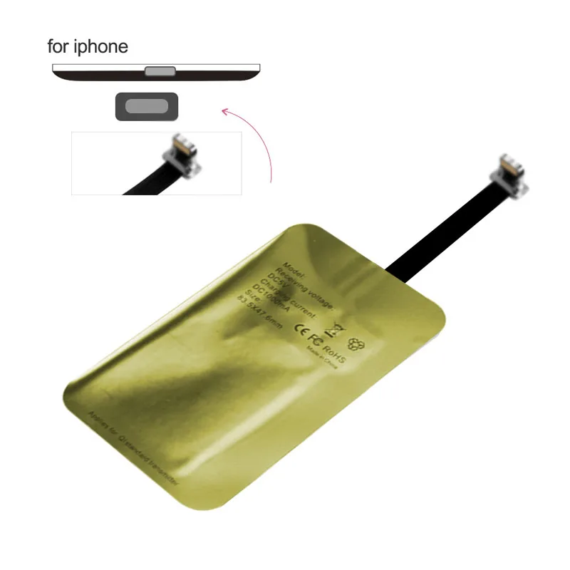 QI Беспроводное зарядное устройство приемник катушка для iPhone 7 6s Plus 5S Android Micro usb type C Беспроводное зарядное устройство адаптер для samsung S8