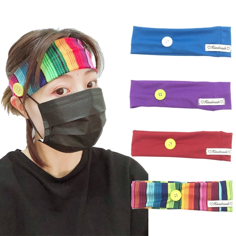 

AIFISH New Girl Sport Sjogging Yoga Knitted Sweat-Absorbent Simple Headband Buttons Mask Anti-Stroke Red/Blue Headband Turban 5