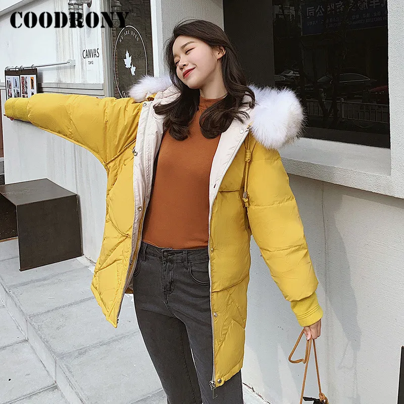

COODRONY бренд уличная мода сплошной цвет с капюшоном женские зимние пуховики элегантные ветрозащитные толстые теплые женские пальто W9023
