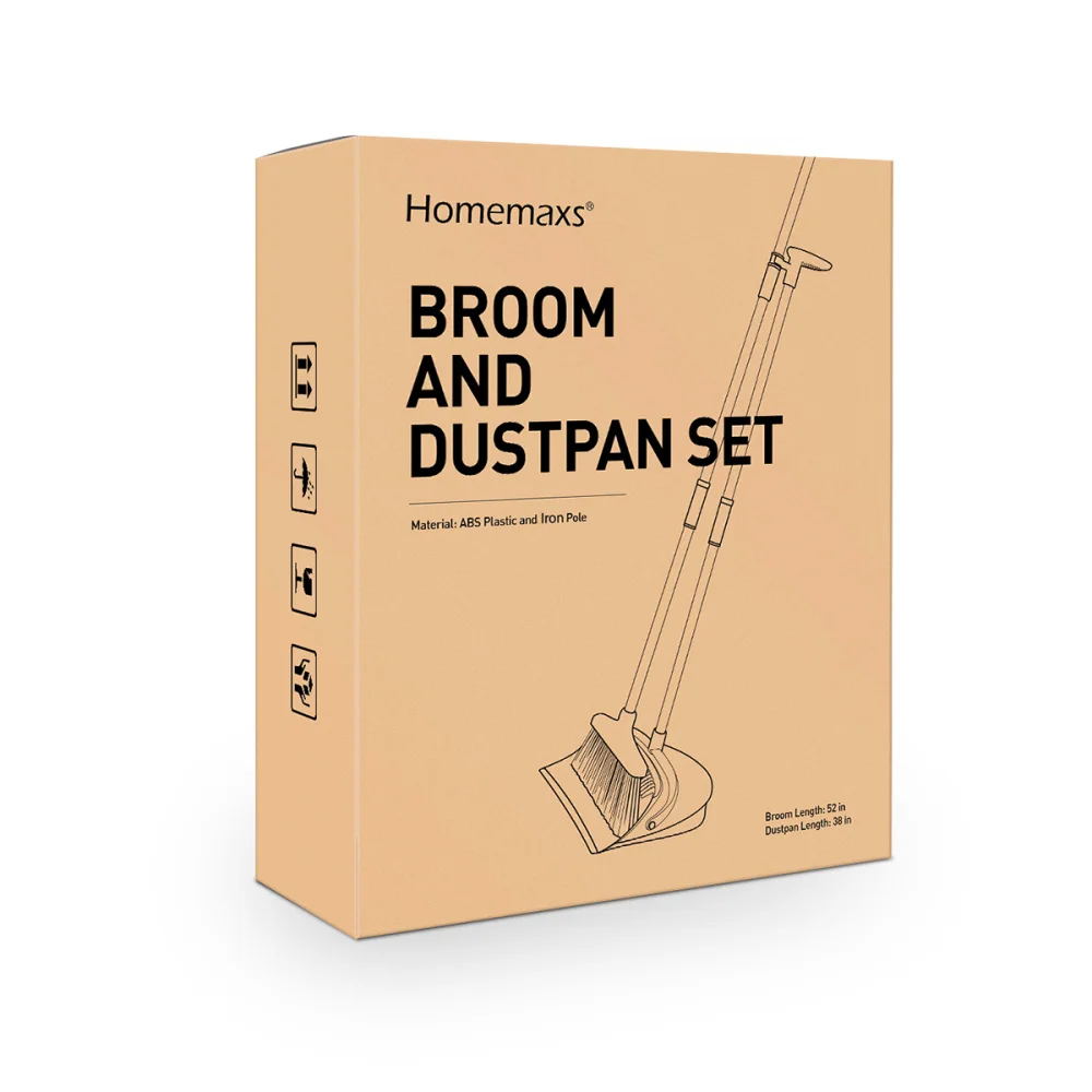 

HOMEMAXS Upgraded Broom and Dustpan Set Extendable Broomstick and Dust Pan Combo for Home Kitchen Room Office Dark Grey and Red
