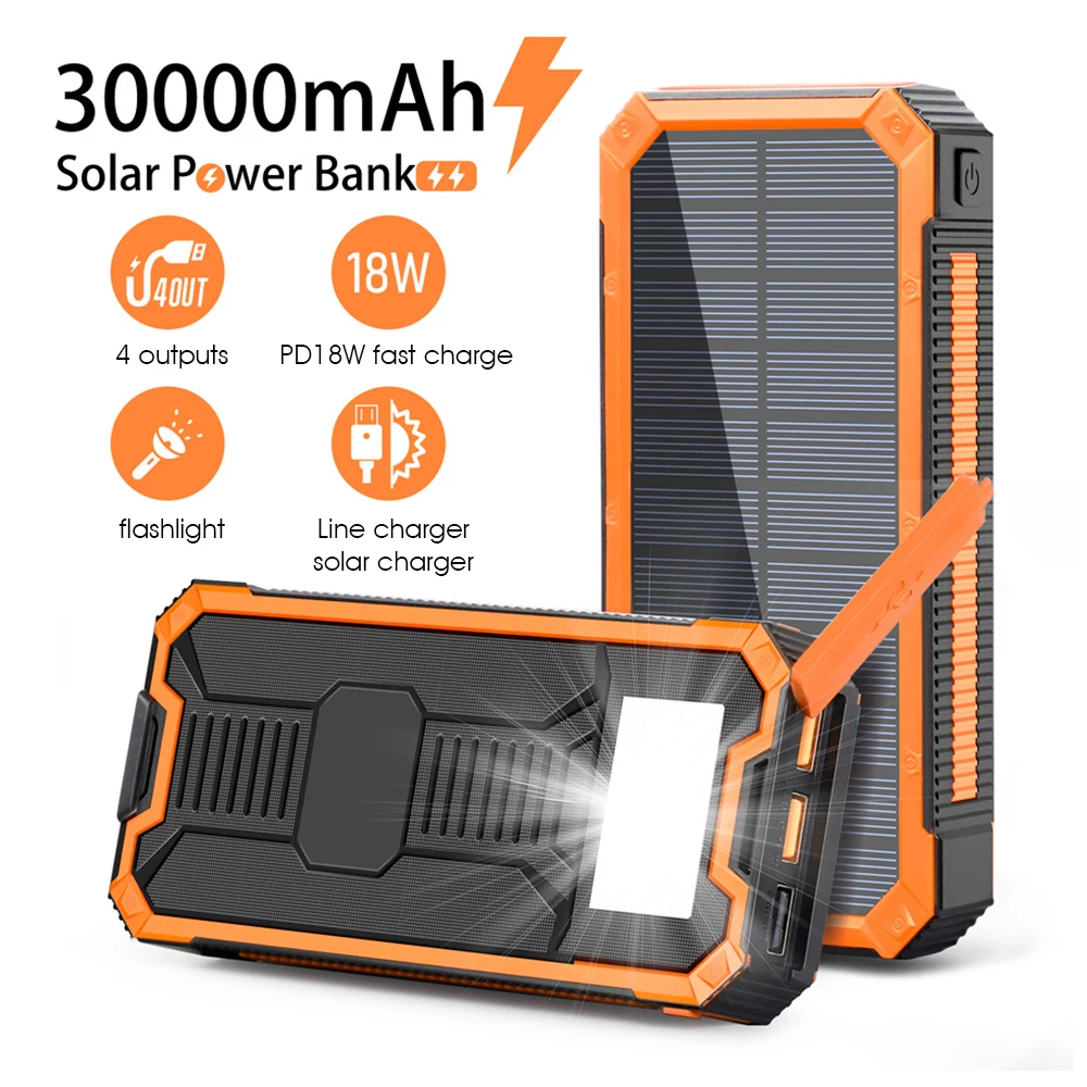 

30000mAh PD двусторонней быстрой зарядки чрезвычайная ситуация вне дома Мощность банк Водонепроницаемый 3 Порты USB внешний Зарядное устройство ...