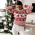 Женский осенне-зимний Рождественский свитер, Женский вязаный джемпер, пуловер, женский свитер, свитеры и пуловеры с принтом снежинок и лося
