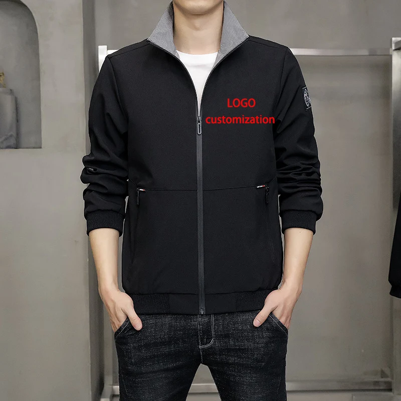 

(LOGO Customization) Spring and Autumn New Stand Collar Men's Top Handsome Coat Men's Contrast Versatile Jacket Youth Casual Top