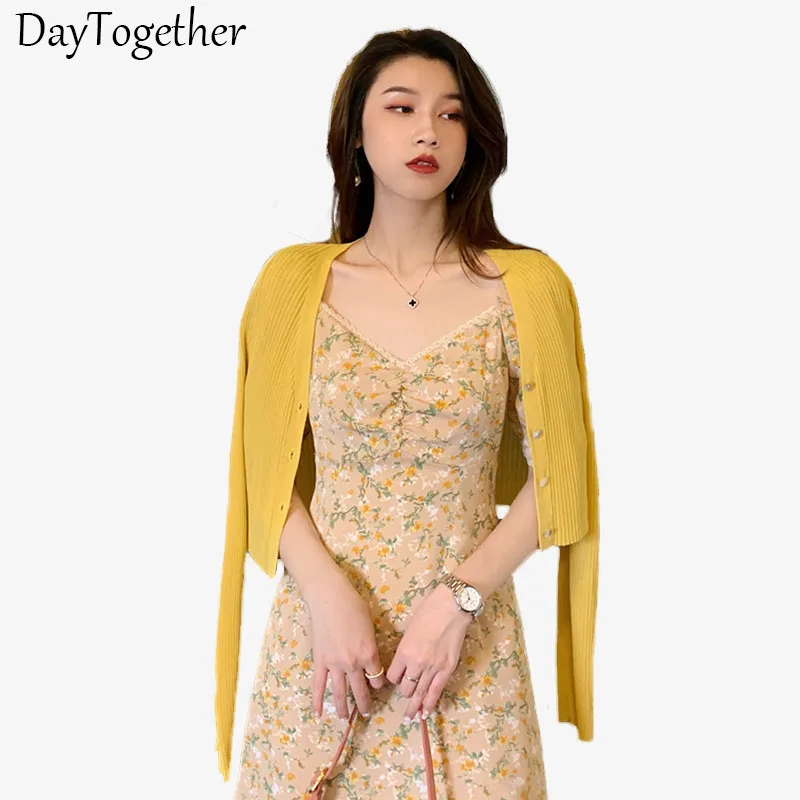 

Women's Summer Long Dress Plus Size V-neck Puff Sleeves Color Yellow Female Casual Skirts