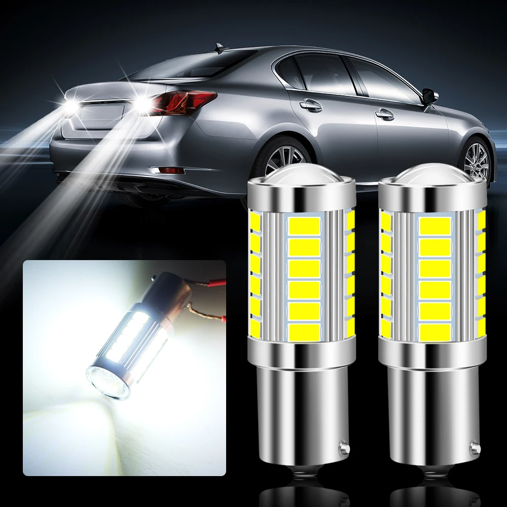 2 шт. Автомобильные светодиодные лампы P21W Ba15S 1156 Bay15d для Audi A4 A6 A3 A5 Q3 Q5 Q7 BMW E46 E39 E90 E36