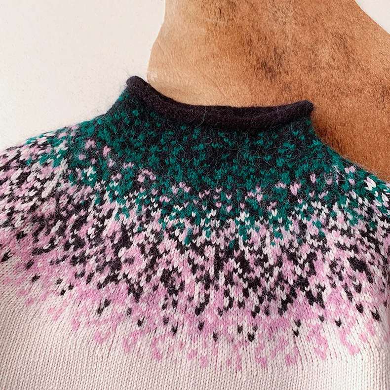 

Women Sweater Women's Wool Blended Fair Isle Jacquard Knit Sweater Mixed Color 2021 Fall Winter New Products