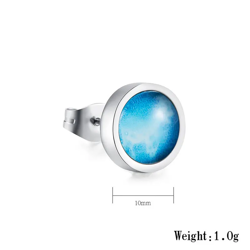 Синие Светящиеся в темноте серьги-гвоздики из двенадцати знаков зодиака для