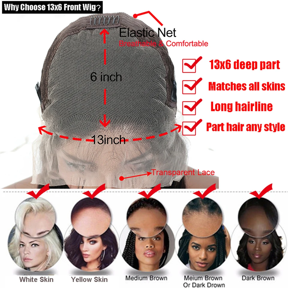 

30inch Brazilian Deep Wave Lace Front Human Hair Wigs For Black Women Transparent 13x4 Loose Deep Lace Frontal Wig Pre Plucked