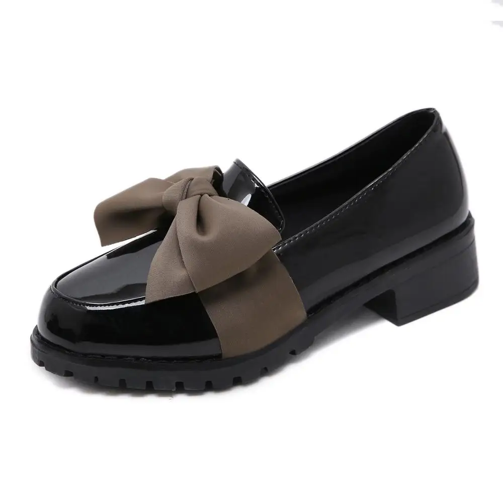 2020 новые женские туфли с мягкой подошвой на плоской подошве бантом черные из