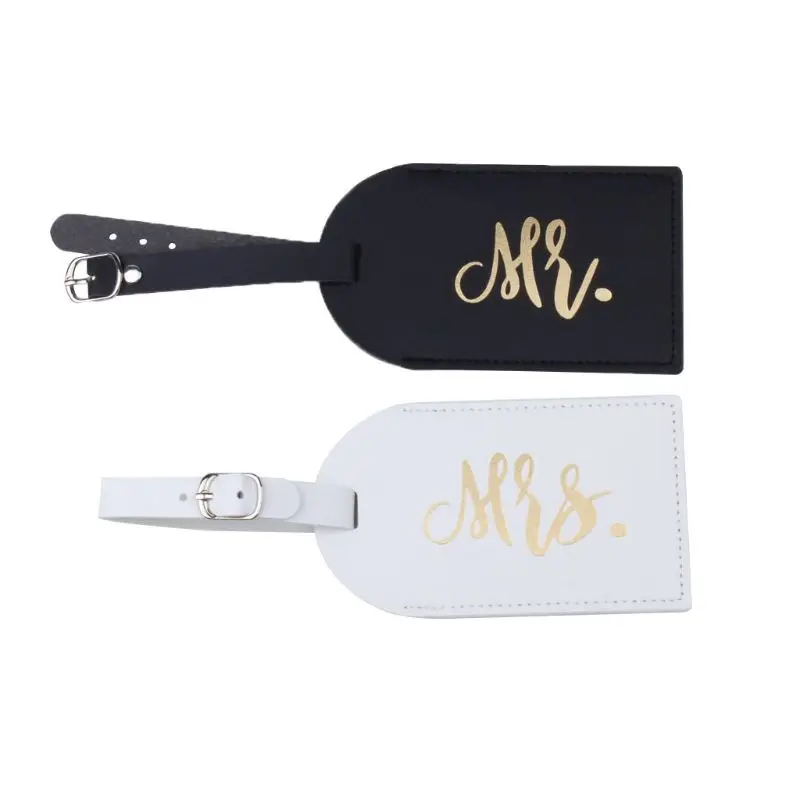 

28GD Mr Mrs Luggage Tag Travel Suitcase Tags Name Phone Address Label Identifier Wedding Bridal Couples Gift