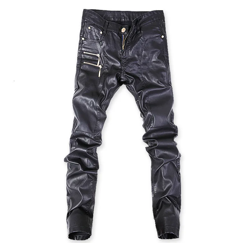 

SOUL OF TIGER 2019 Korean Fashion Style Winter PU Trousers Mens Leather Pants Slim Fit Casual Pants Plus Size Vintage Streetwear
