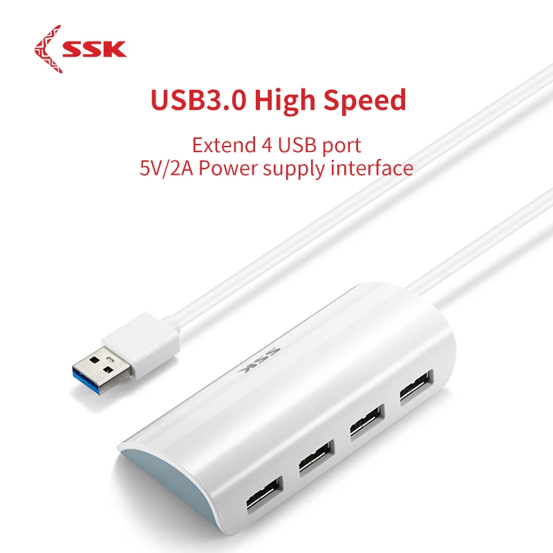 SSK Portable USB3.0 Hub High Speed 4 Port Usb USB Splitter Adapter Power Supply for Mac Tablet Laptop Notebook PC SHU808 | Компьютеры и