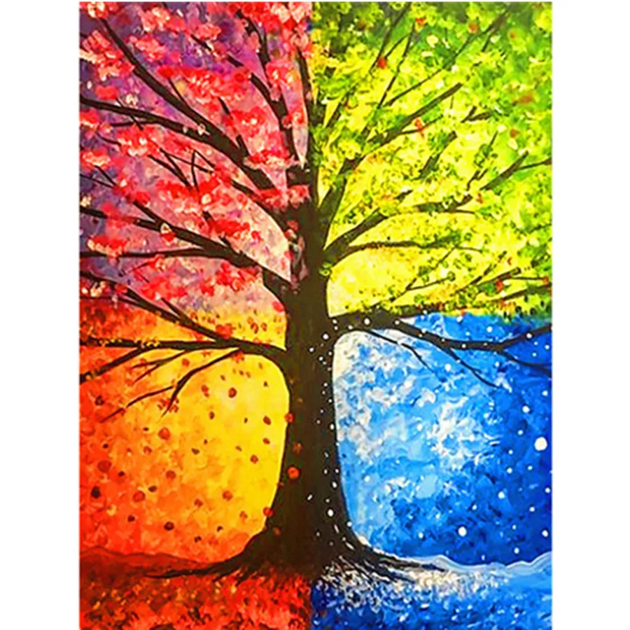 

5D DIY Full Square/Round Diamond Painting Color Tree Four Seasons Tree Home Decoration Gifts Cross Stitch Rhinestone Embroidery