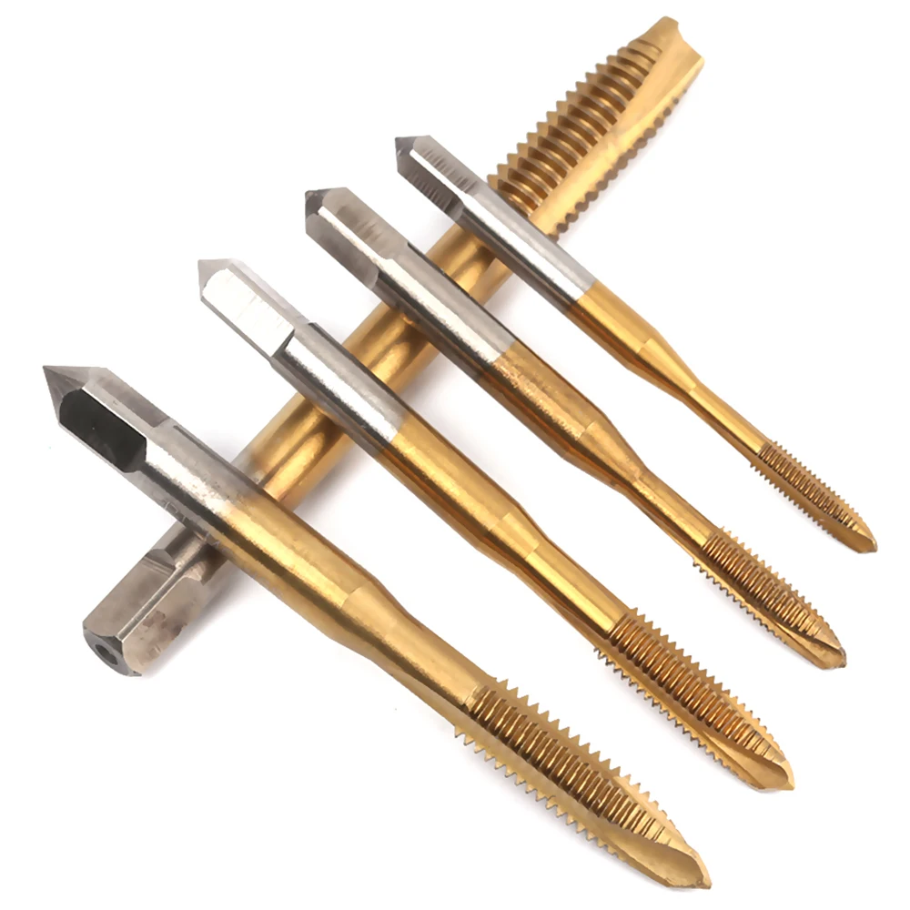 1PC Titanium Hand Tap Tapping Screw Thread Metric Plugs Taps Straight Flute Mechanical Wood Metal Milling Cutters M3 M4 M5 M6 M8 |