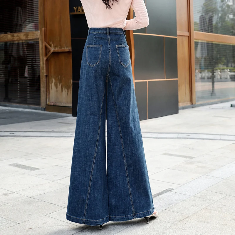 

High Waist Wide Leg Straight Loose Flared Bell Bottom Jeans for Women