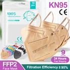 Многоразовая защитная маска FFP2 CE KN95, 9 цветов, 5 слоев фильтра, дышащие пылезащитные защитные маски FFP2