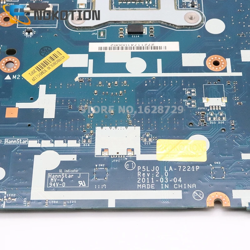 NOKOTION MBBUV02001 MB. BUV02.001 для acer aspire 5830 5830T материнская плата для ноутбука P5LJ0 LA-7221P основная плата HM65 DDR3 GT520M GPU