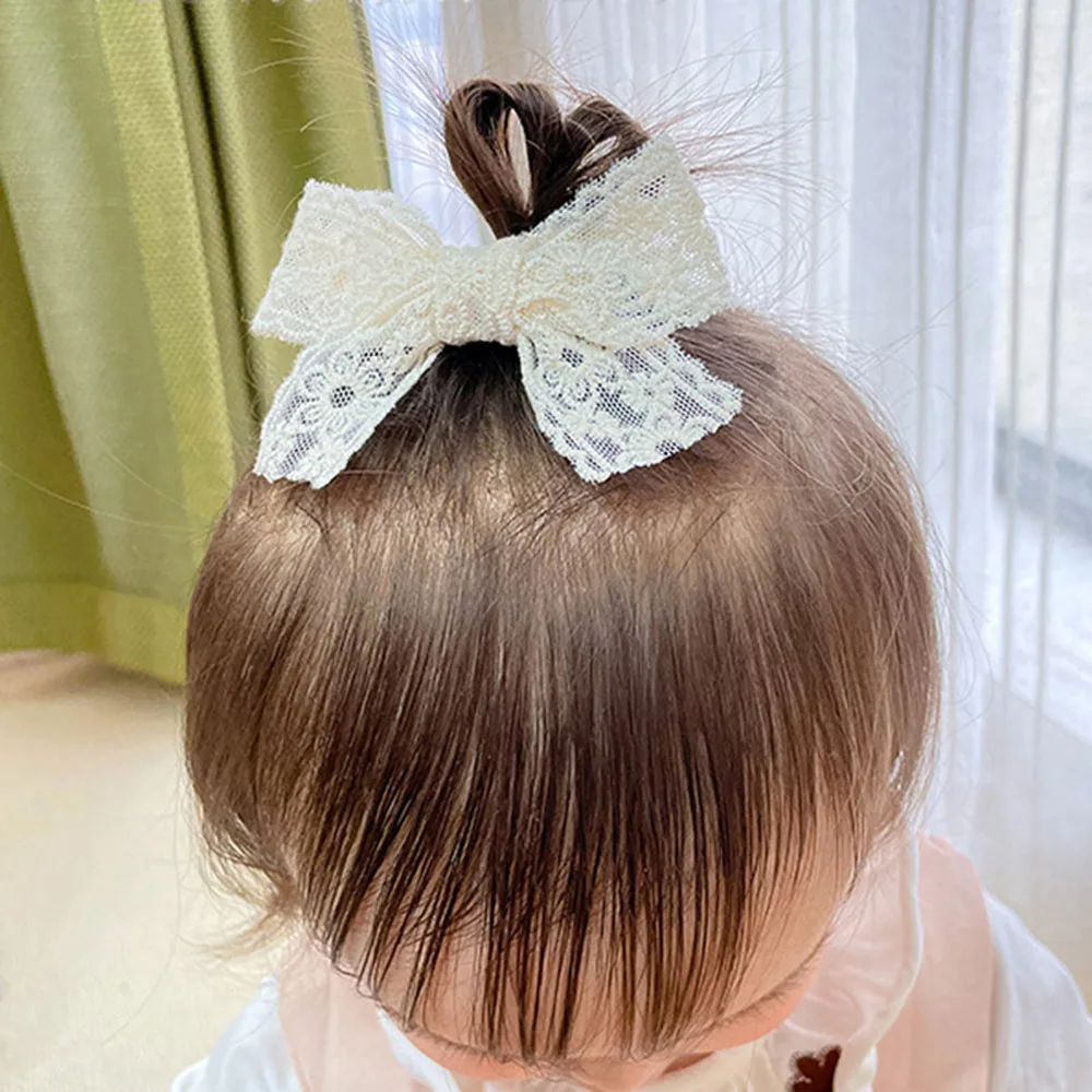 Diadema de princesa de encaje blanco para ni&ntilde;a, pinzas para el pelo para beb&eacute;, tocado con lazo, accesorios para la cabeza, 1 ud.-2