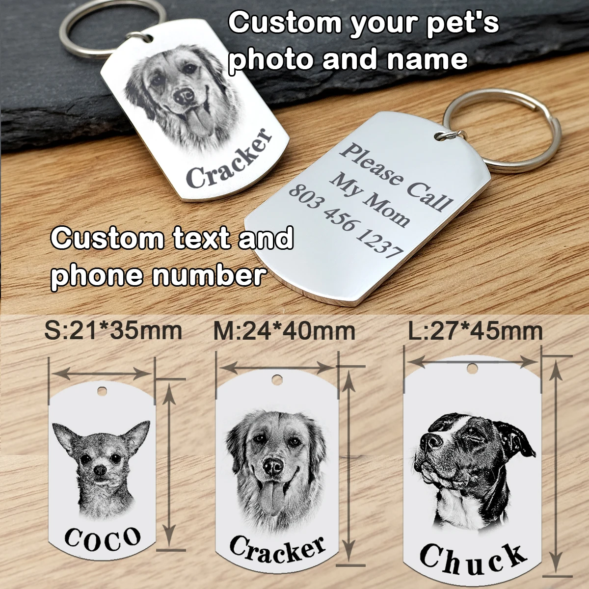 Тег фото собаки Персонализированная бирка идентификации изготовленная на заказ