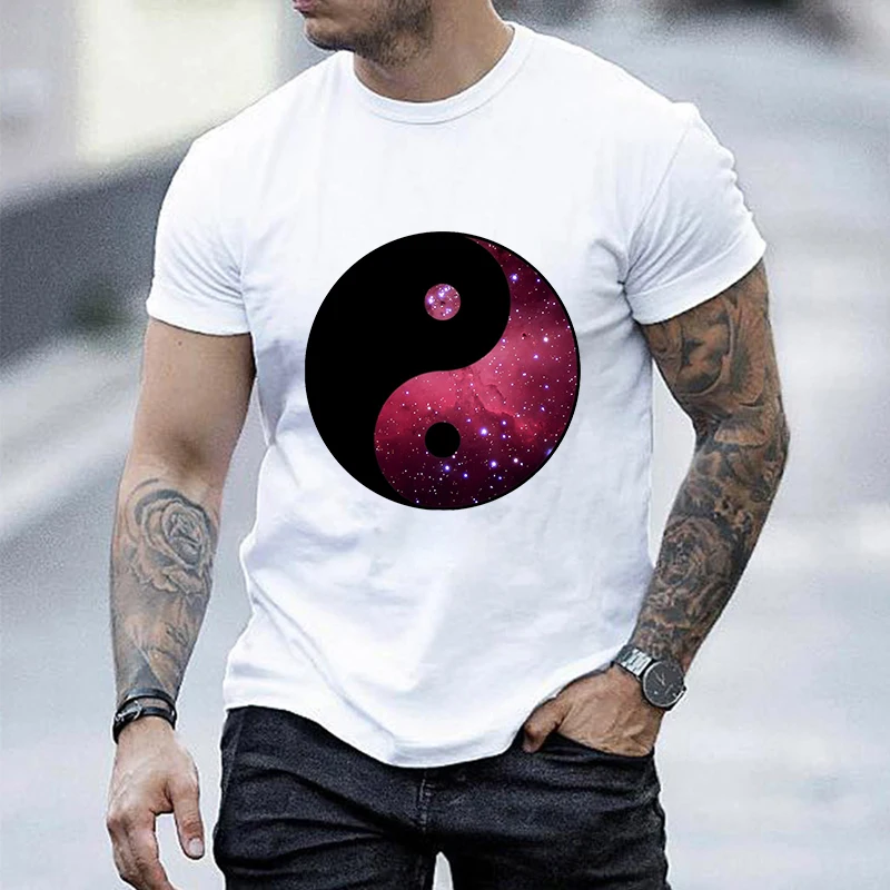 

Novelty Funny Tops YinYang Graphic T Shirt Men Casual YinYang Printed Men's T-shirt Streetwear Crewneck Tee Shirts Short Sleeved