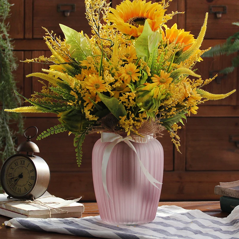 

Colored Frosted Glass Vase Decoration Desktop Vase Home Decoration Glass Hydroponic Container Vase for Home Decoration