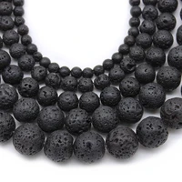 natural stone black volcanic lava beads round spacer loose bead for jewelry making diy bracelet accessories perles 4 6 8 10 12mm