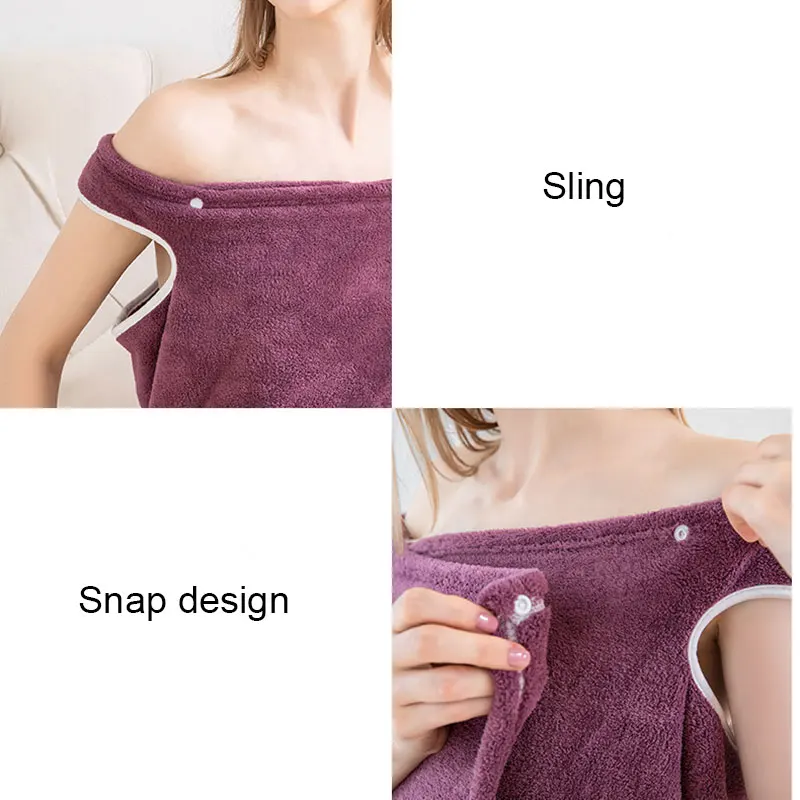 

Women Coral Velvet Thickened Bathrobe Super Absorbent Lovely Adult Sling Home Bath Skirt Pajamas RH