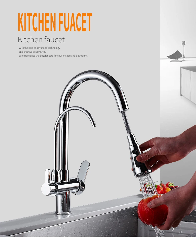 Кухонные смесители torneira para cozinha de parede кран для кухни фильтр для воды кран Три способа смеситель для раковины кухонный кран WF-0195