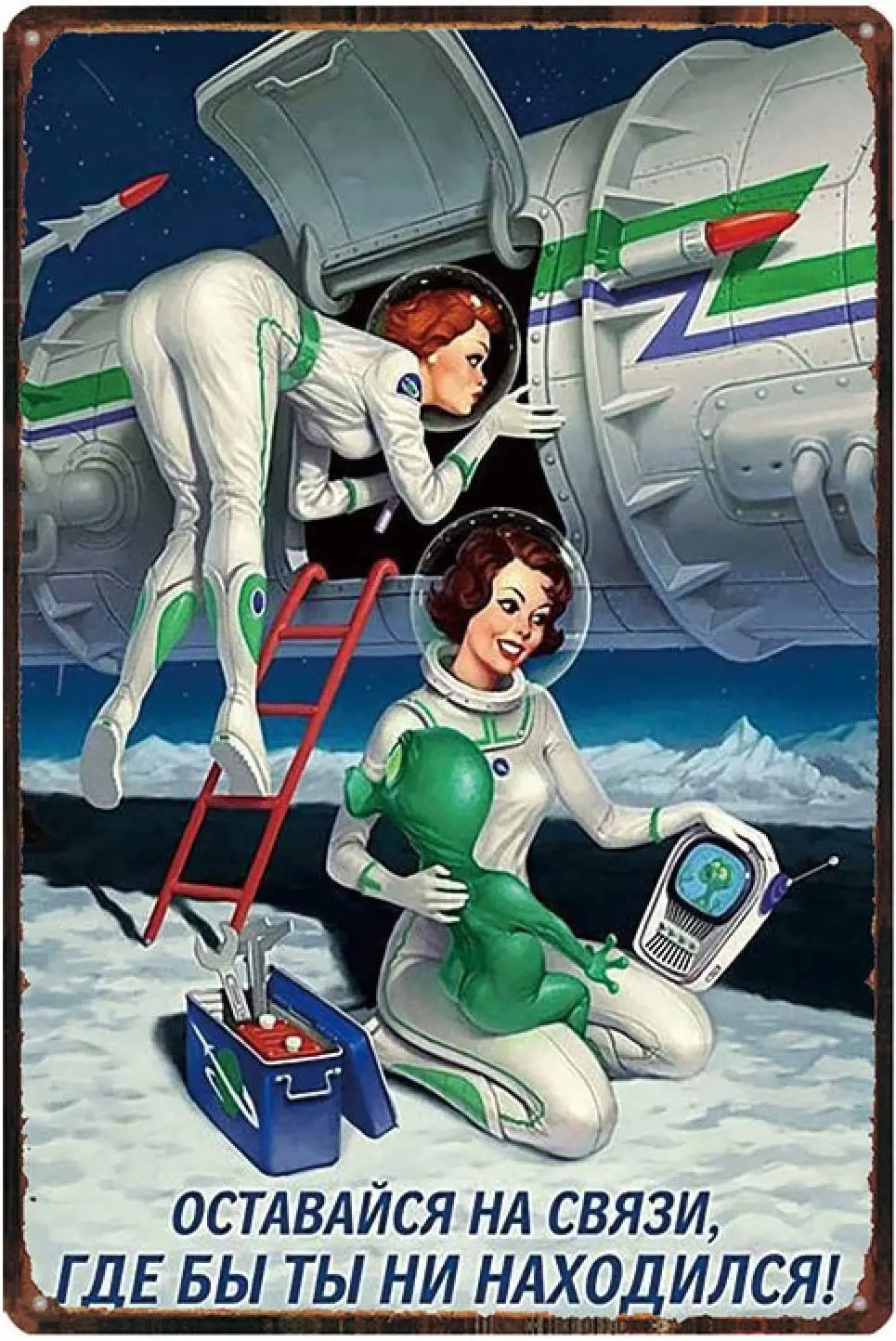 

YAYITAI Metal Signs Vintage Russian Cartoon Plaque Iron Painting Pin Up Sexy Girl Tin Sign Pub Cafe Shop Home Wall