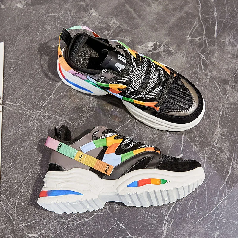 Black Colorful Лидер продаж, мужская уличная спортивная обувь унисекс, мужские спортивные кроссовки, пара, женская обувь для бега, дышащая сетка, кроссовки для тренировок, прогулочная обувь, 35-48 - Цвет: Black Colorful