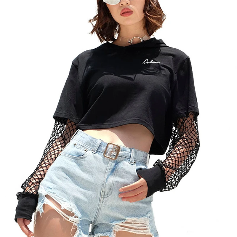 Толстовка Женская с длинным рукавом Модный черный джемпер в стиле пэчворк