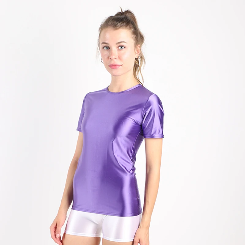 

HYRAX Women's vest high elastic bright color workout clothes round neck one-piece swimsuit tops women's solid color sexy tight