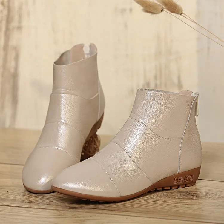Женские ботильоны зимние ботинки на плоской подошве с мягкой кожаной подошвой