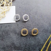 brief designs women jewelry zinc alloy circle stud earrings matte golden earrings for girl student gifts