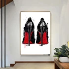 Черно-красные туфли на высоком каблуке, Картина на холсте, постеры и принты, красные туфли на высоком каблуке, Настенная картина для украшения гостиной