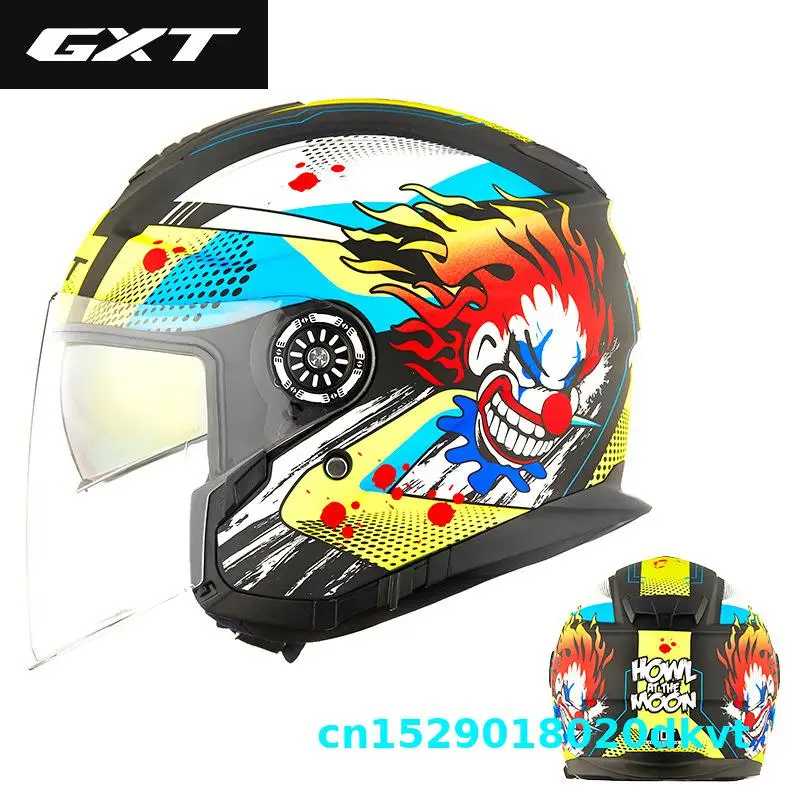 

High-quality ABS GXT motorcycle double lens helmet men and women personality four seasons electric bicycle half-covered helmet