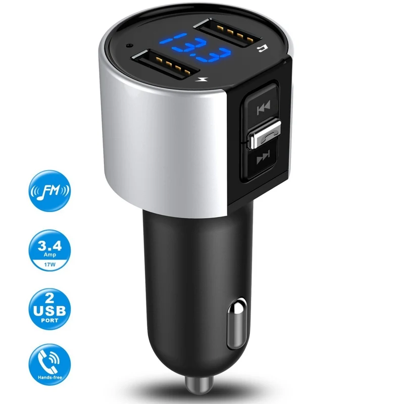 C26S двойной USB Автомобильное зарядное устройство FM передатчик Aux Bluetooth модулятор