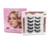 5 pairs magnetic eyelashes 3d false mink eyelashes magnet lashes magnetic eyeliner and tweezer set makeup pestaas magneticas
