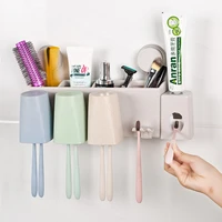 toothbrush holder wall mounted set for bathroom 3 or 4 cups bathroom toothpaste rack toothbrush stand organizer plastic storage