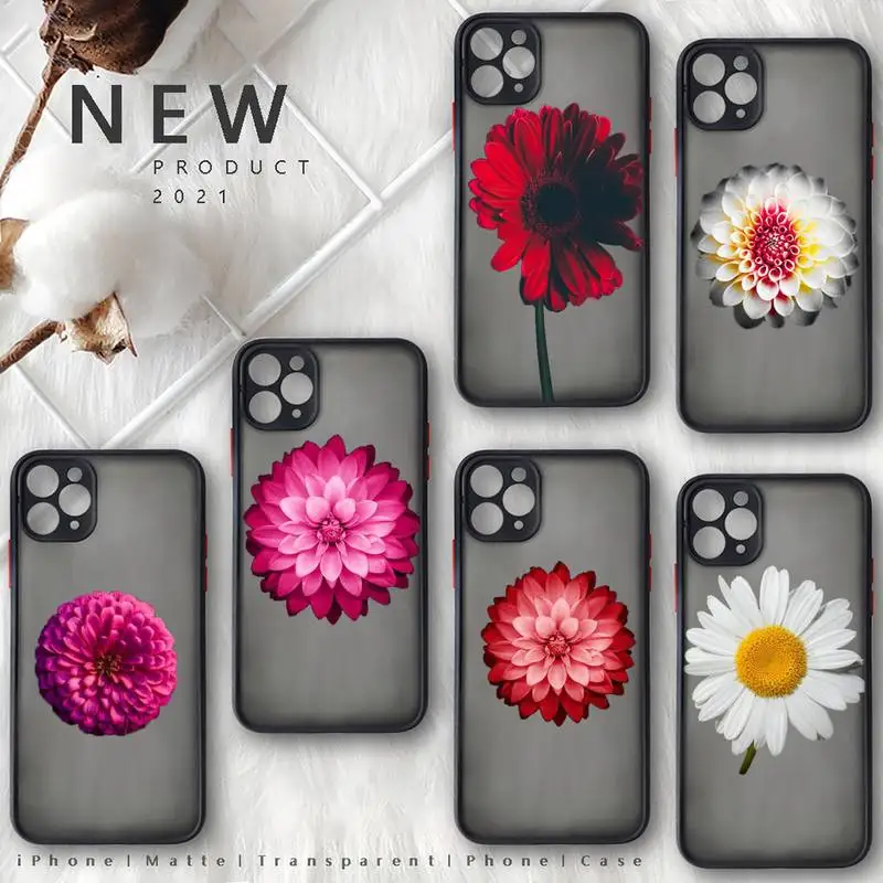 

Chrysanthemum color yellow red Phone Case Matte Transparent for iphone 11 12 pro mini XS XR X max 7 8 plus TPU Mobile bags coque